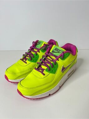 Nike Air Max 90 LTR Volt Fire Pink Neon Acid Green 4.5y